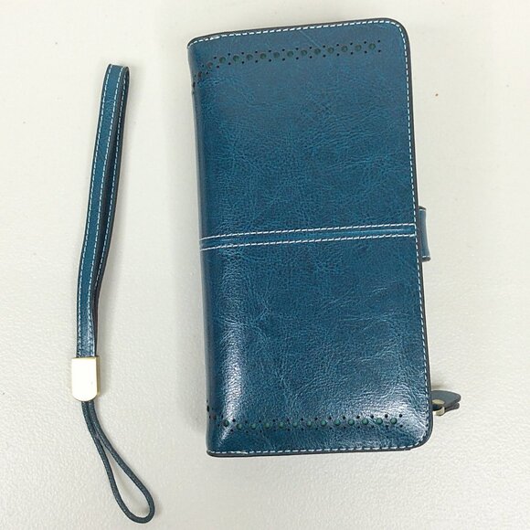 Women's Leather Credit Card Holder RFID Blocking Large Capacity Wristlet Wallet - Picture 7 of 11